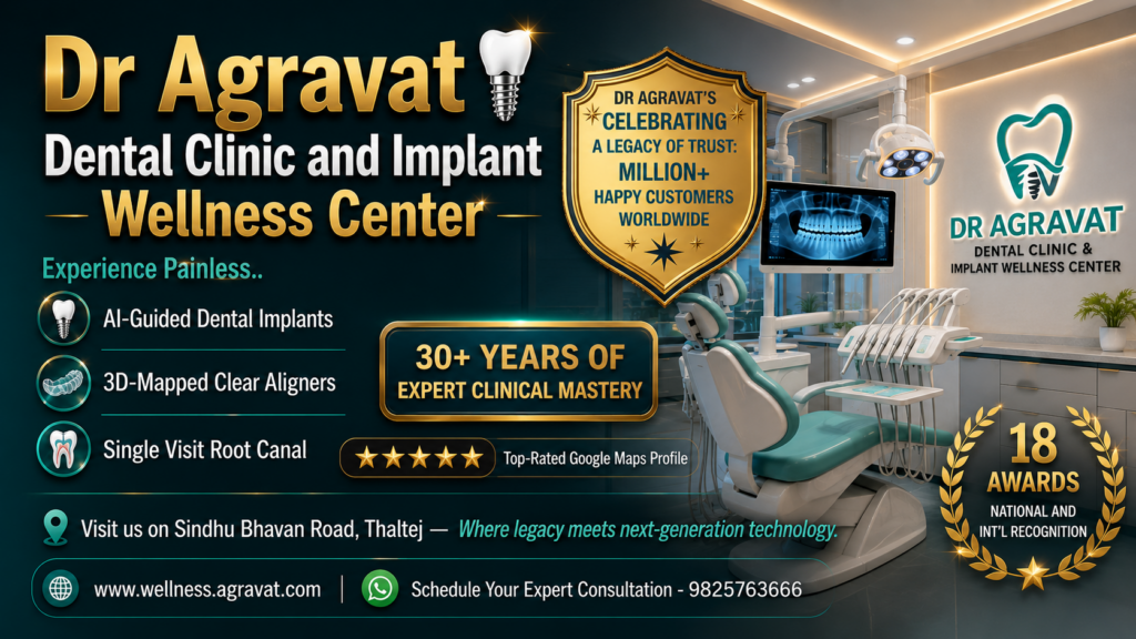 Dr Agravat Dental Clinic and Implant Wellness Center, Ground Floor Dr Agravat Wellness Center, beside Victory Lane, opposite NK farm, Thaltej, Ahmedabad, 380059